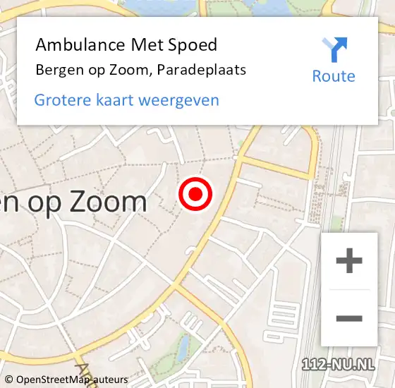 Locatie op kaart van de 112 melding: Ambulance Met Spoed Naar Bergen op Zoom, Paradeplaats op 26 januari 2015 18:25