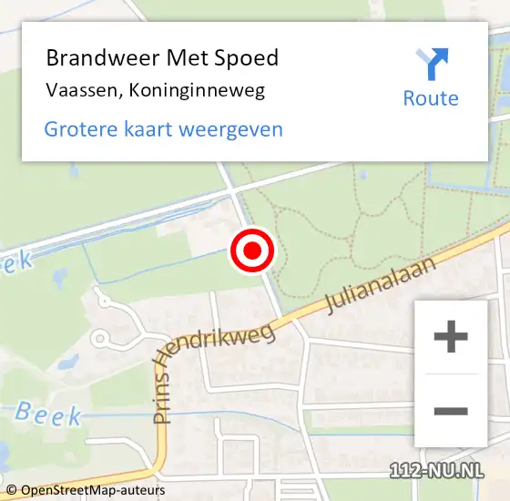 Locatie op kaart van de 112 melding: Brandweer Met Spoed Naar Vaassen, Koninginneweg op 28 oktober 2013 12:34