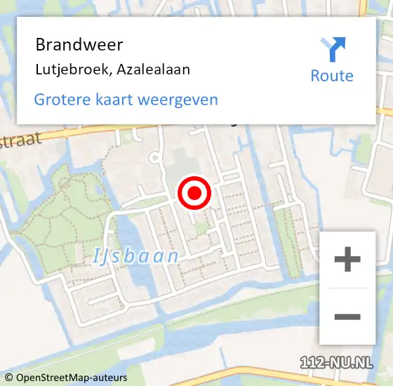 Locatie op kaart van de 112 melding: Brandweer Lutjebroek, Azalealaan op 26 januari 2015 18:57