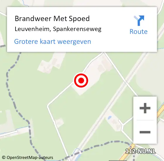 Locatie op kaart van de 112 melding: Brandweer Met Spoed Naar Leuvenheim, Spankerenseweg op 28 oktober 2013 12:34