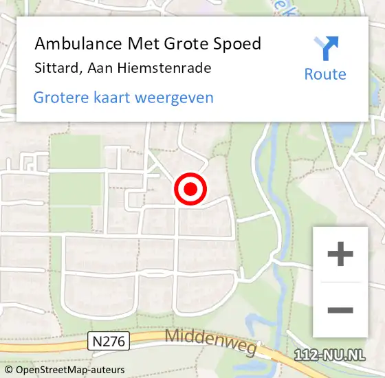 Locatie op kaart van de 112 melding: Ambulance Met Grote Spoed Naar Sittard, Aan Hiemstenrade op 26 januari 2015 19:32