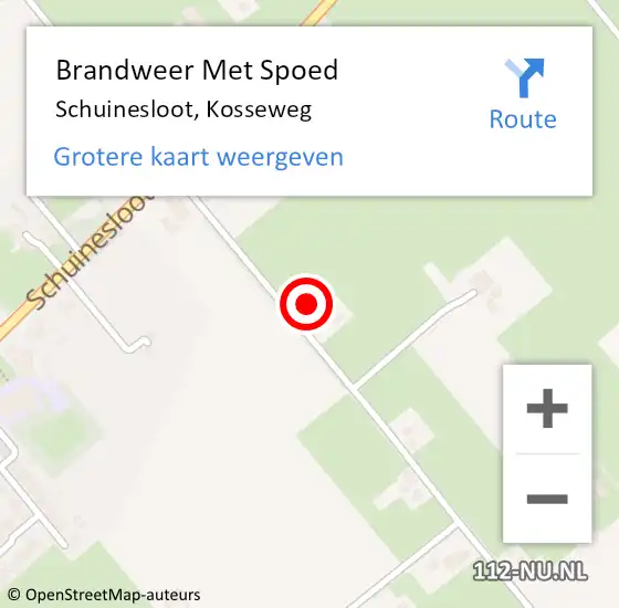 Locatie op kaart van de 112 melding: Brandweer Met Spoed Naar Schuinesloot, Kosseweg op 28 oktober 2013 12:34