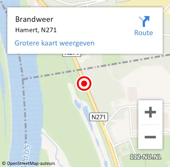 Locatie op kaart van de 112 melding: Brandweer Hamert, N271 op 26 januari 2015 19:49