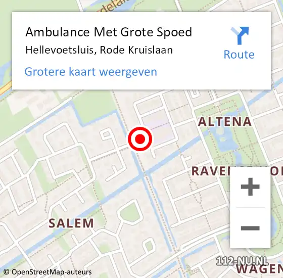 Locatie op kaart van de 112 melding: Ambulance Met Grote Spoed Naar Hellevoetsluis, Rode Kruislaan op 26 januari 2015 19:55