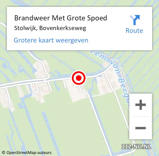 Locatie op kaart van de 112 melding: Brandweer Met Grote Spoed Naar Stolwijk, Bovenkerkseweg op 28 oktober 2013 12:35