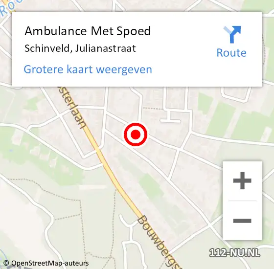 Locatie op kaart van de 112 melding: Ambulance Met Spoed Naar Schinveld, Julianastraat op 26 januari 2015 20:41