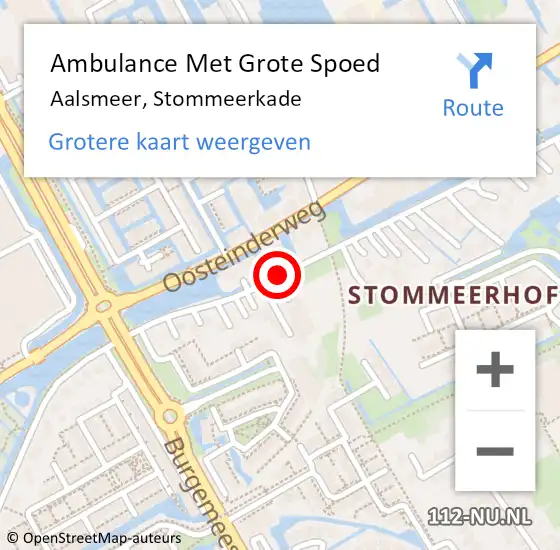 Locatie op kaart van de 112 melding: Ambulance Met Grote Spoed Naar Aalsmeer, Stommeerkade op 26 januari 2015 20:45