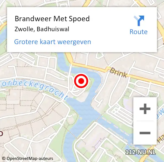 Locatie op kaart van de 112 melding: Brandweer Met Spoed Naar Zwolle, Badhuiswal op 28 oktober 2013 12:35