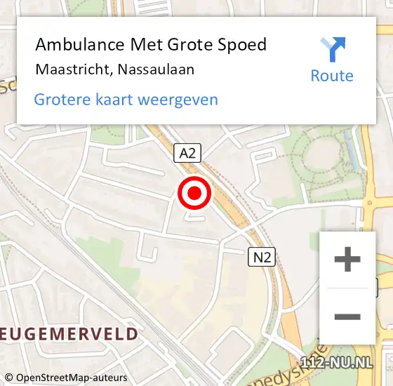 Locatie op kaart van de 112 melding: Ambulance Met Grote Spoed Naar Maastricht, Nassaulaan op 26 januari 2015 21:51