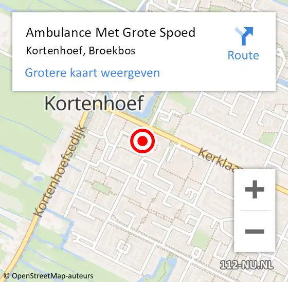 Locatie op kaart van de 112 melding: Ambulance Met Grote Spoed Naar Kortenhoef, Broekbos op 26 januari 2015 22:39