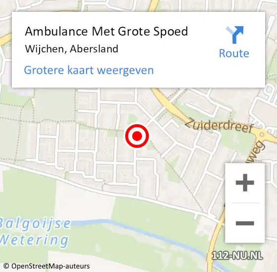 Locatie op kaart van de 112 melding: Ambulance Met Grote Spoed Naar Wijchen, Abersland op 26 januari 2015 22:44
