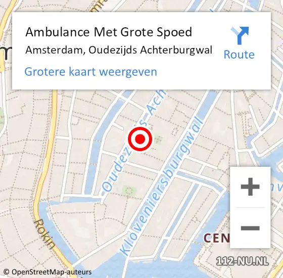 Locatie op kaart van de 112 melding: Ambulance Met Grote Spoed Naar Amsterdam, Oudezijds Achterburgwal op 26 januari 2015 23:43