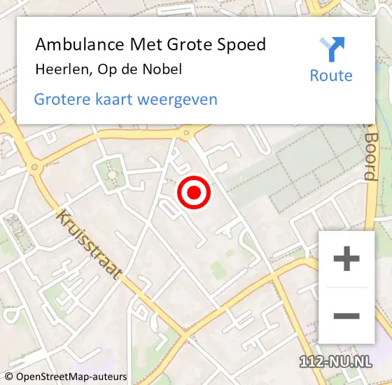 Locatie op kaart van de 112 melding: Ambulance Met Grote Spoed Naar Heerlen, Op de Nobel op 26 januari 2015 23:46