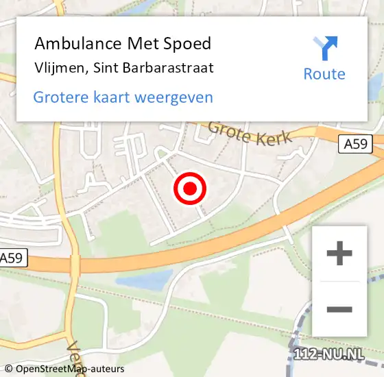 Locatie op kaart van de 112 melding: Ambulance Met Spoed Naar Vlijmen, Sint Barbarastraat op 27 januari 2015 00:19