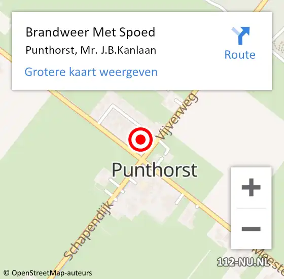 Locatie op kaart van de 112 melding: Brandweer Met Spoed Naar Punthorst, Mr. J.B.Kanlaan op 28 oktober 2013 12:37