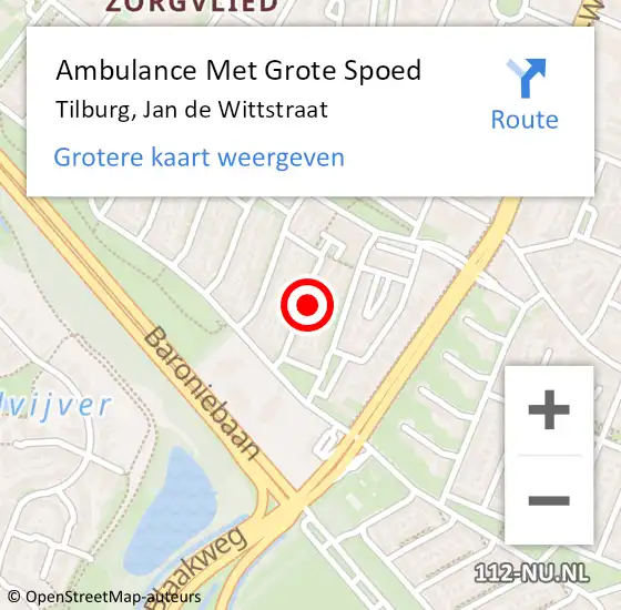 Locatie op kaart van de 112 melding: Ambulance Met Grote Spoed Naar Tilburg, Jan de Wittstraat op 27 januari 2015 00:32