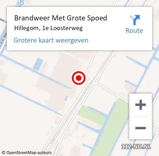 Locatie op kaart van de 112 melding: Brandweer Met Grote Spoed Naar Hillegom, 1e Loosterweg op 27 januari 2015 01:06