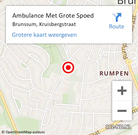 Locatie op kaart van de 112 melding: Ambulance Met Grote Spoed Naar Brunssum, Kruisbergstraat op 27 januari 2015 02:39