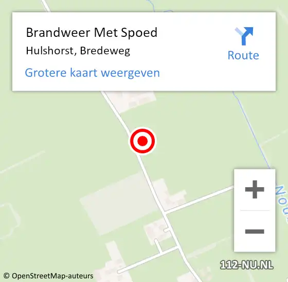 Locatie op kaart van de 112 melding: Brandweer Met Spoed Naar Hulshorst, Bredeweg op 28 oktober 2013 12:38