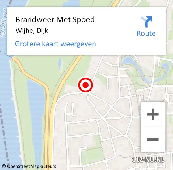 Locatie op kaart van de 112 melding: Brandweer Met Spoed Naar Wijhe, Dijk op 28 oktober 2013 12:38