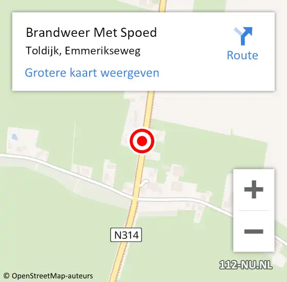 Locatie op kaart van de 112 melding: Brandweer Met Spoed Naar Toldijk, Emmerikseweg op 27 januari 2015 04:21