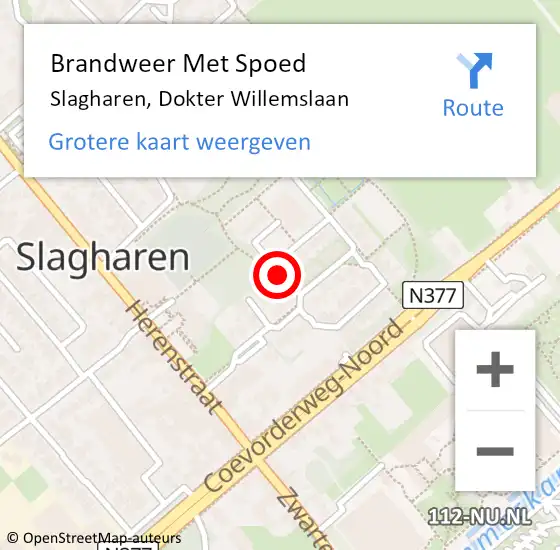 Locatie op kaart van de 112 melding: Brandweer Met Spoed Naar Slagharen, Dokter Willemslaan op 28 oktober 2013 12:39