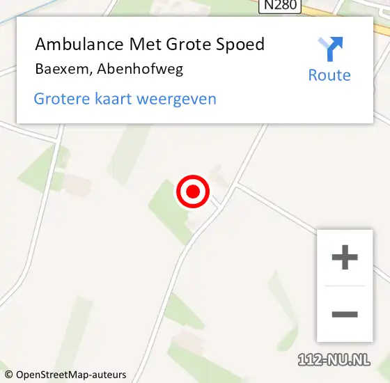 Locatie op kaart van de 112 melding: Ambulance Met Grote Spoed Naar Baexem, Abenhofweg op 27 januari 2015 05:21