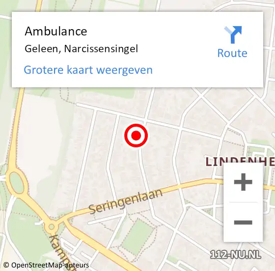 Locatie op kaart van de 112 melding: Ambulance Geleen, Narcissensingel op 27 januari 2015 05:49