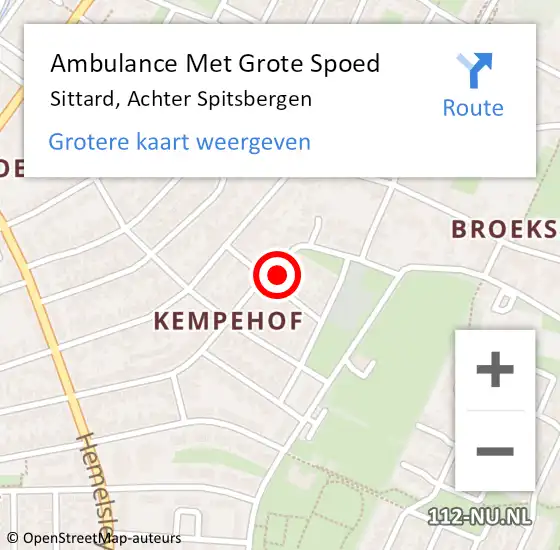 Locatie op kaart van de 112 melding: Ambulance Met Grote Spoed Naar Sittard, Achter Spitsbergen op 27 januari 2015 06:00