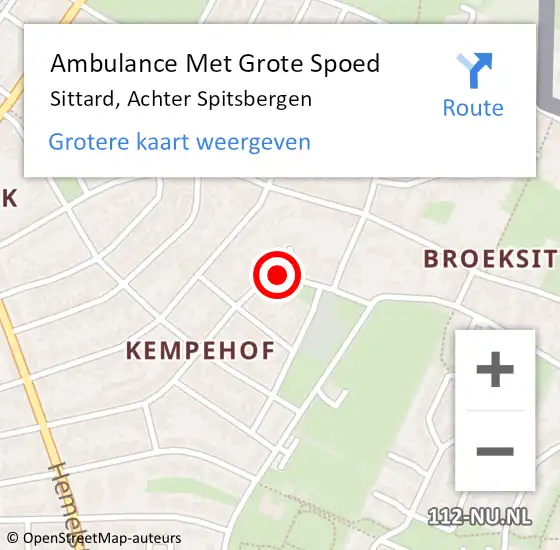 Locatie op kaart van de 112 melding: Ambulance Met Grote Spoed Naar Sittard, Achter Spitsbergen op 27 januari 2015 06:02