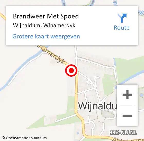 Locatie op kaart van de 112 melding: Brandweer Met Spoed Naar Wijnaldum, Winamerdyk op 27 januari 2015 07:17