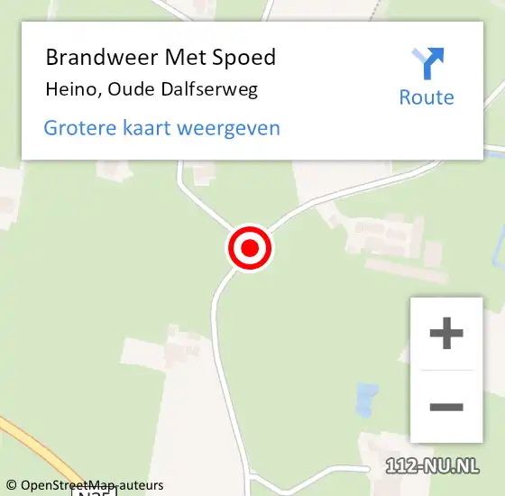 Locatie op kaart van de 112 melding: Brandweer Met Spoed Naar Heino, Oude Dalfserweg op 28 oktober 2013 12:39