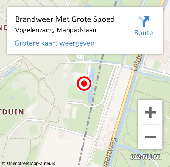 Locatie op kaart van de 112 melding: Brandweer Met Grote Spoed Naar Vogelenzang, Manpadslaan op 27 januari 2015 07:48