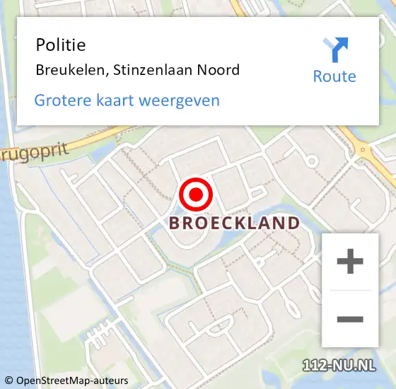 Locatie op kaart van de 112 melding: Politie Breukelen, Stinzenlaan Noord op 27 januari 2015 08:42