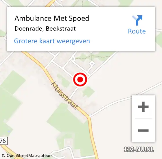 Locatie op kaart van de 112 melding: Ambulance Met Spoed Naar Doenrade, Beekstraat op 27 januari 2015 08:55