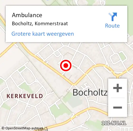 Locatie op kaart van de 112 melding: Ambulance Bocholtz, Kommerstraat op 27 januari 2015 08:56