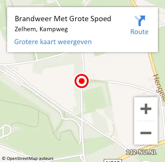 Locatie op kaart van de 112 melding: Brandweer Met Grote Spoed Naar Zelhem, Kampweg op 27 januari 2015 09:11