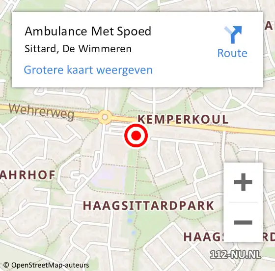 Locatie op kaart van de 112 melding: Ambulance Met Spoed Naar Sittard, De Wimmeren op 27 januari 2015 09:11