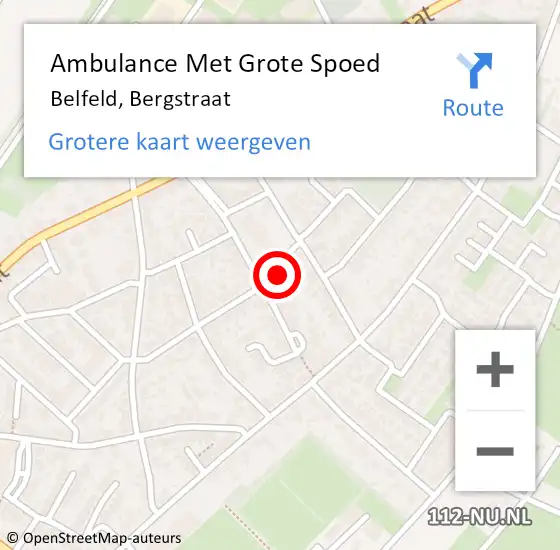 Locatie op kaart van de 112 melding: Ambulance Met Grote Spoed Naar Belfeld, Bergstraat op 27 januari 2015 09:20