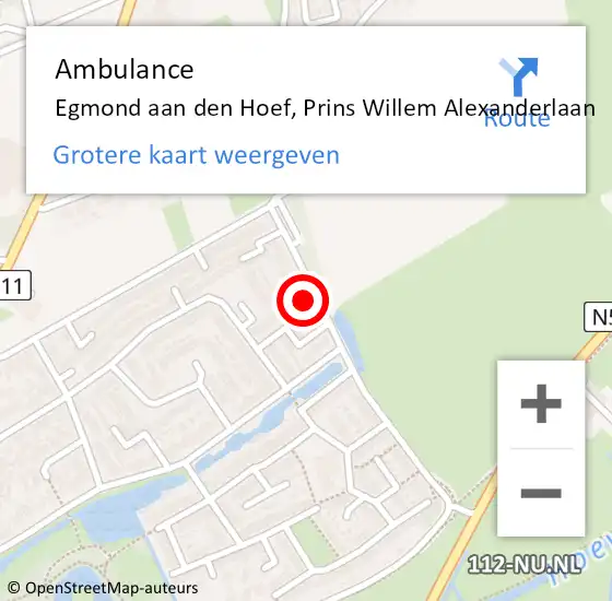 Locatie op kaart van de 112 melding: Ambulance Egmond aan den Hoef, Prins Willem Alexanderlaan op 27 januari 2015 09:24