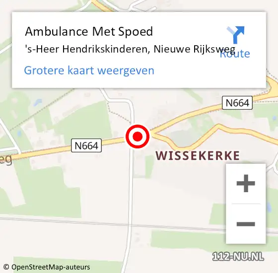 Locatie op kaart van de 112 melding: Ambulance Met Spoed Naar 's-Heer Hendrikskinderen, Nieuwe Rijksweg op 27 januari 2015 09:26