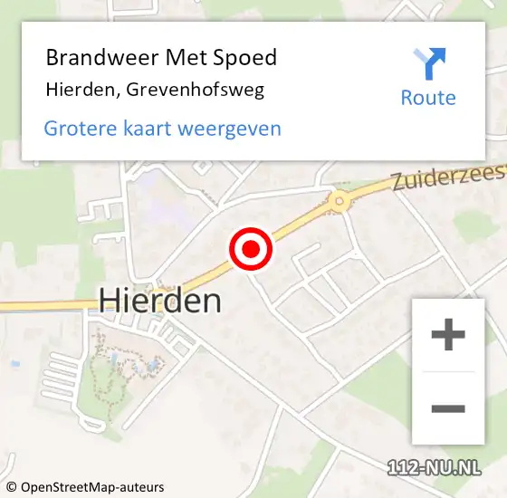 Locatie op kaart van de 112 melding: Brandweer Met Spoed Naar Hierden, Grevenhofsweg op 28 oktober 2013 12:41