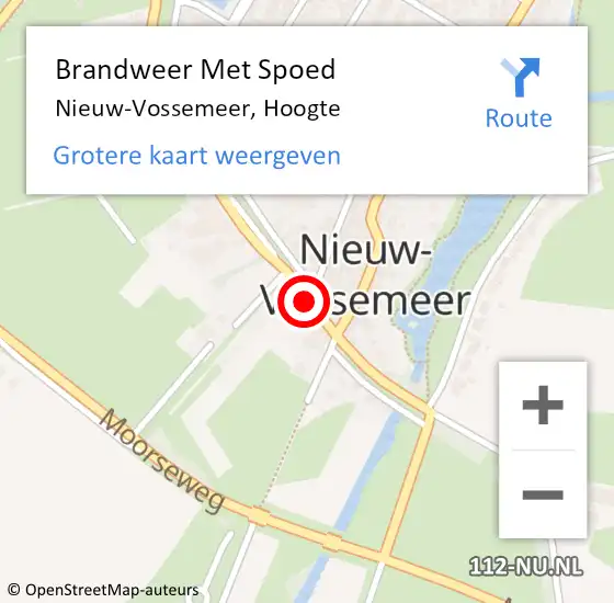 Locatie op kaart van de 112 melding: Brandweer Met Spoed Naar Nieuw-Vossemeer, Hoogte op 28 oktober 2013 12:42