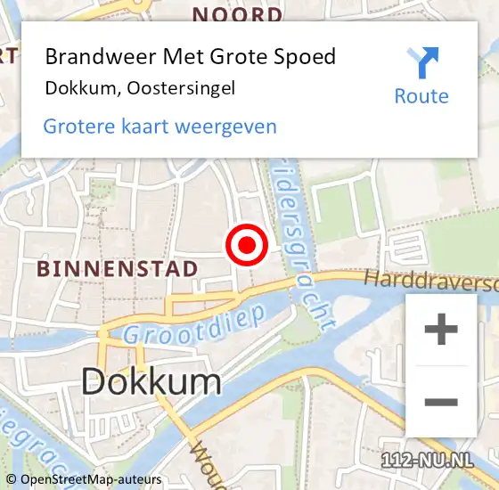 Locatie op kaart van de 112 melding: Brandweer Met Grote Spoed Naar Dokkum, Oostersingel op 27 januari 2015 10:01