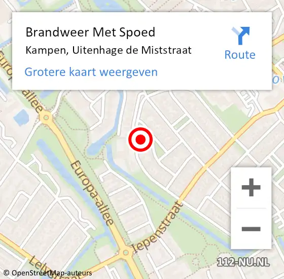 Locatie op kaart van de 112 melding: Brandweer Met Spoed Naar Kampen, Uitenhage de Miststraat op 28 oktober 2013 12:42