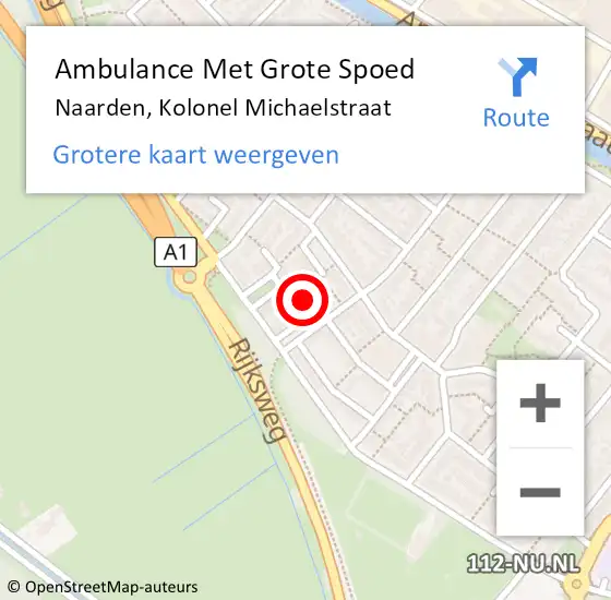 Locatie op kaart van de 112 melding: Ambulance Met Grote Spoed Naar Naarden, Kolonel Michaelstraat op 27 januari 2015 10:32