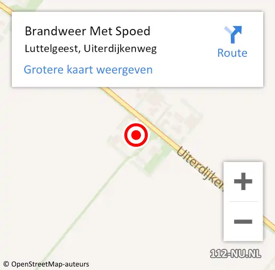 Locatie op kaart van de 112 melding: Brandweer Met Spoed Naar Luttelgeest, Uiterdijkenweg op 28 oktober 2013 12:42