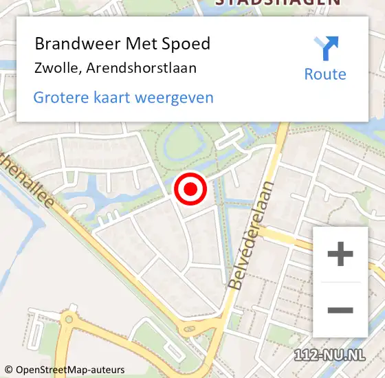 Locatie op kaart van de 112 melding: Brandweer Met Spoed Naar Zwolle, Arendshorstlaan op 28 oktober 2013 12:43