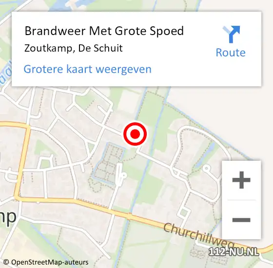 Locatie op kaart van de 112 melding: Brandweer Met Grote Spoed Naar Zoutkamp, De Schuit op 27 januari 2015 10:58