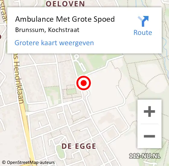 Locatie op kaart van de 112 melding: Ambulance Met Grote Spoed Naar Brunssum, Kochstraat op 27 januari 2015 11:09